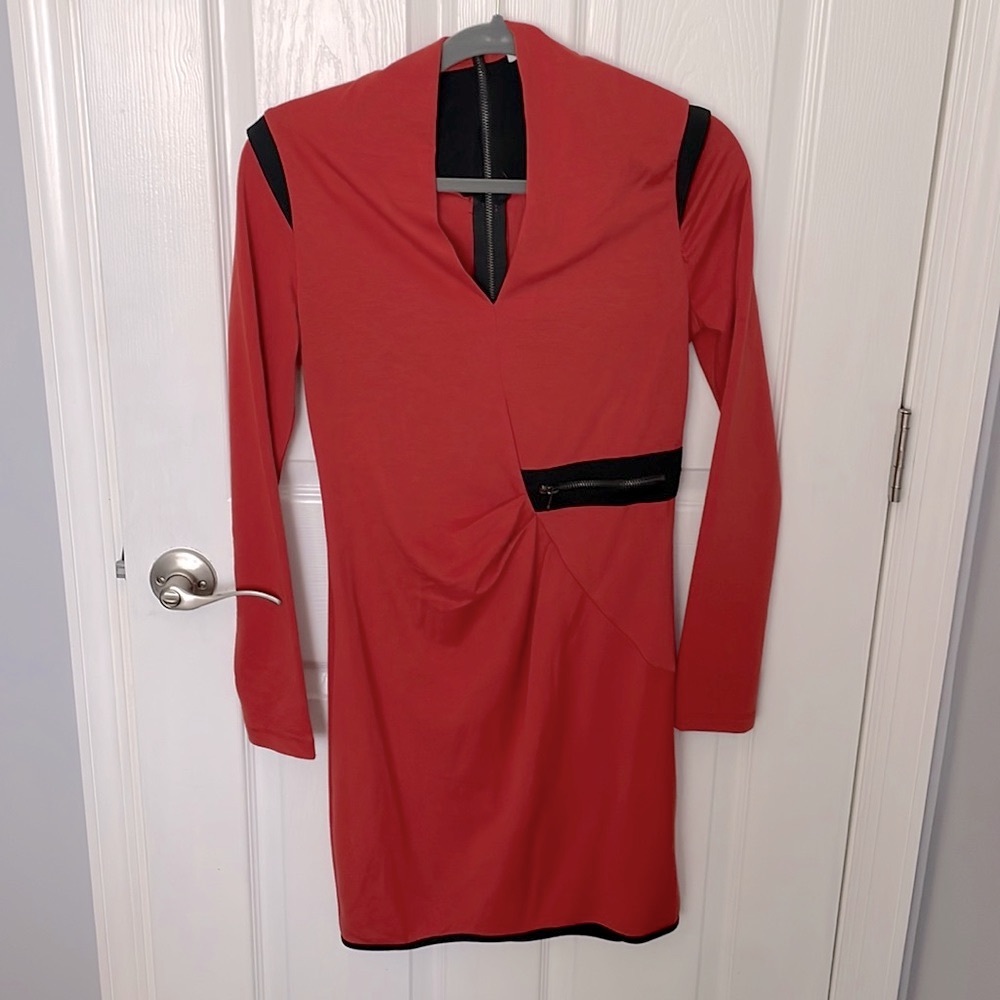 Orange fitted dress sz L